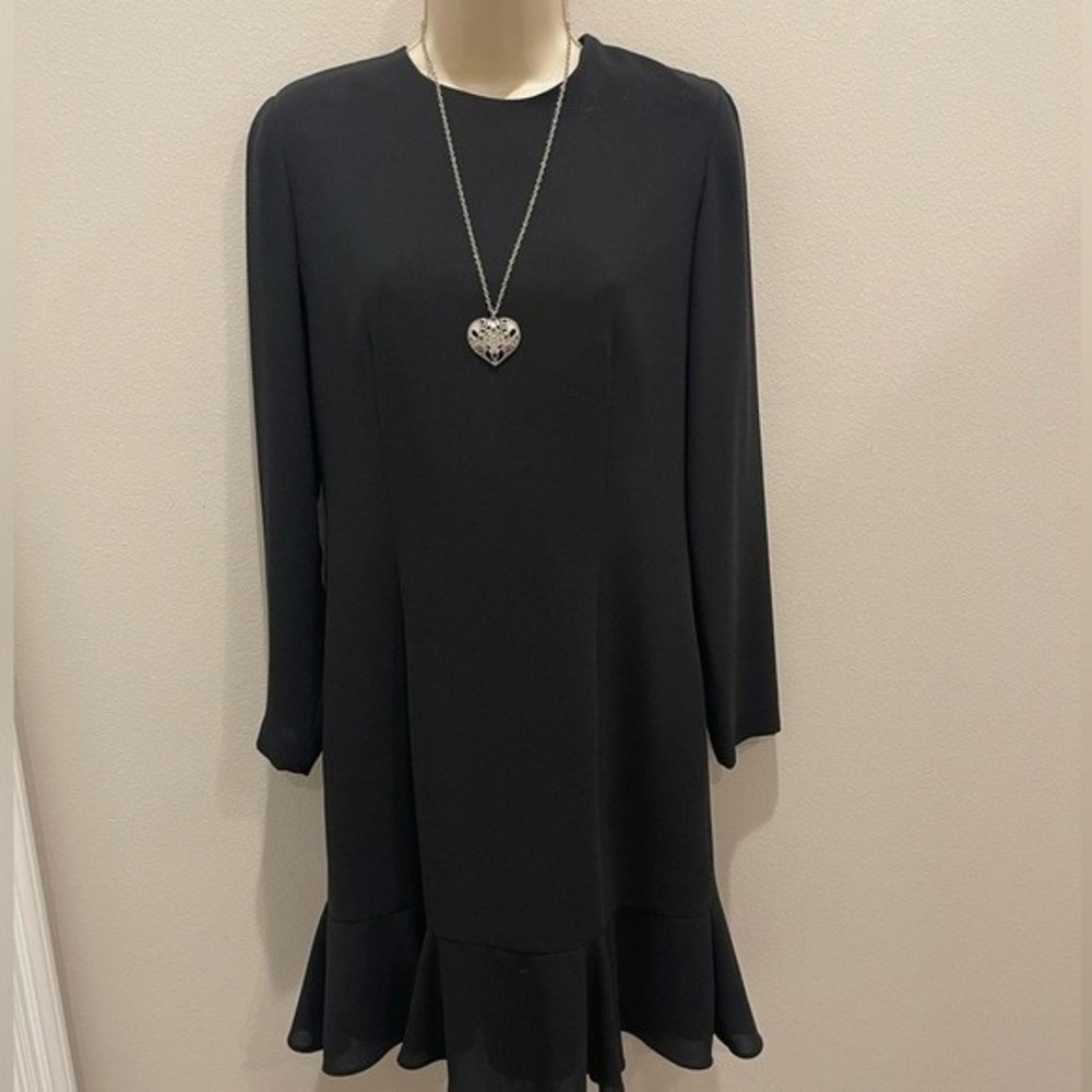 Vintage Evan Picone Minimalist Black Mockneck Midi Dress  Size 6